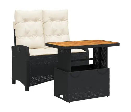 2-Osaline Aiamööbli Komplekt Patjadega, Must, Polürotang