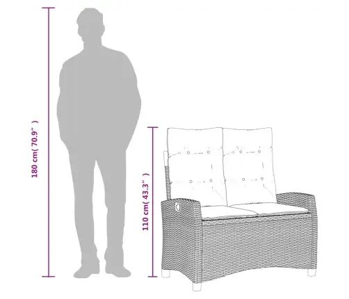 2-Osaline Aiamööbli Komplekt Patjadega, Must, Polürotang