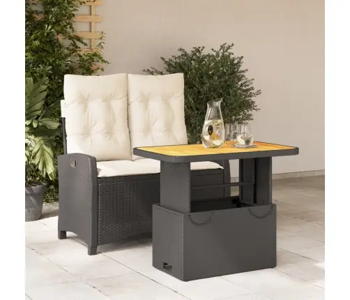 2-Osaline Aiamööbli Komplekt Patjadega, Must, Polürotang