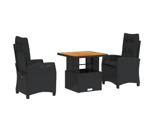 Sodo Komplektas Su Pagalvėlėmis, 3 Dalių, Juodas, Poliratanas