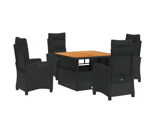 Sodo Komplektas Su Pagalvėlėmis, 5 Dalių, Juodas, Poliratanas