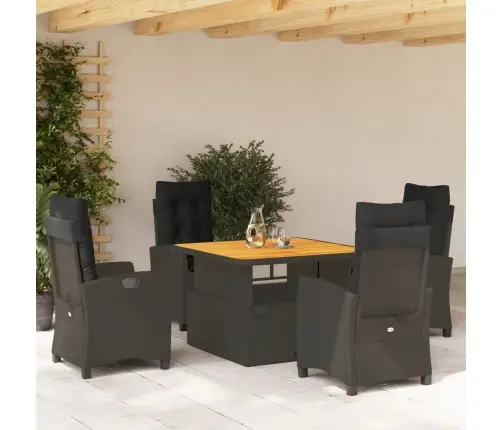 Sodo Komplektas Su Pagalvėlėmis, 5 Dalių, Juodas, Poliratanas