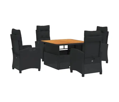 Sodo Komplektas Su Pagalvėlėmis, 5 Dalių, Juodas, Poliratanas