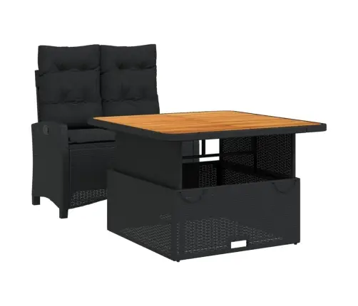 2-Daļīgs Dārza Mēbeļu Komplekts, Matrači, Melna Pe Rotangpalma Vidaxl