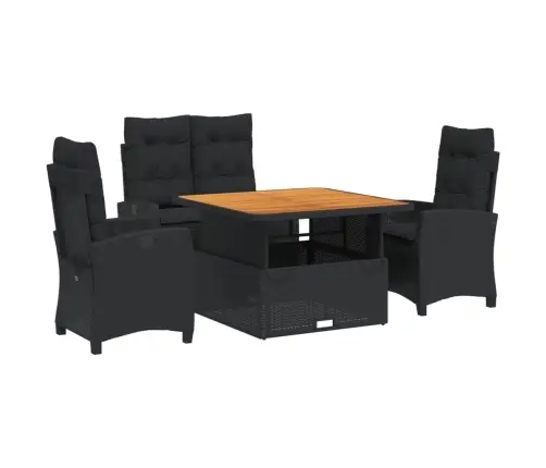 4-Daļīgs Dārza Virtuves Mēbeļu Komplekts, Melna Pe Rotangpalma Vidaxl