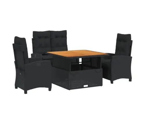 4-Daļīgs Dārza Virtuves Mēbeļu Komplekts, Melna Pe Rotangpalma Vidaxl