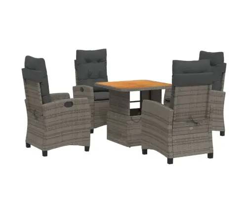 Sodo Komplektas Su Pagalvėlėmis, 5 Dalių, Pilkas, Poliratanas