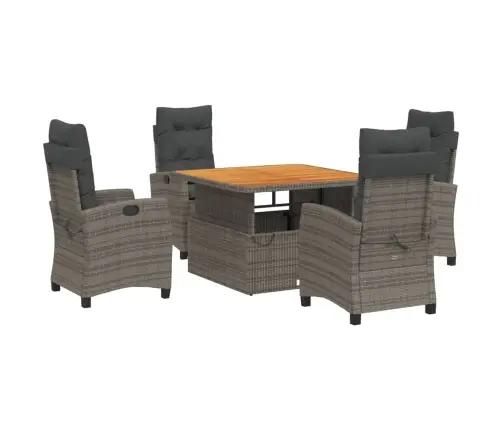 5-Daļīgs Dārza Mēbeļu Komplekts, Matrači, Pelēka Pe Rotangpalma Vidaxl