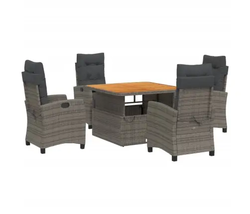 5-Daļīgs Dārza Mēbeļu Komplekts, Matrači, Pelēka Pe Rotangpalma Vidaxl