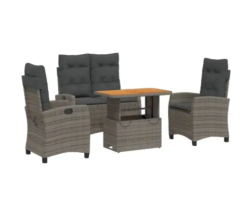 4-Daļīgs Dārza Mēbeļu Komplekts, Pelēka Pe Rotangpalma Vidaxl