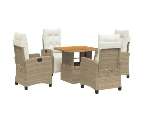 5-Osaline Aiamööbli Komplekt Patjadega, Beež, Polürotang