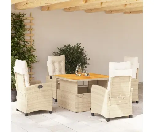 5-Daļīgs Dārza Mēbeļu Komplekts, Matrači, Bēša Pe Rotangpalma Vidaxl