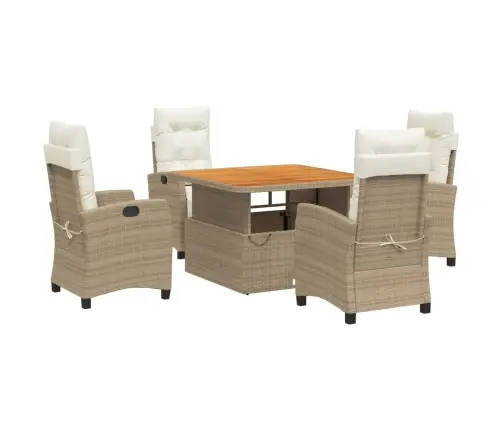 5-Osaline Aiamööbli Komplekt Patjadega, Beež, Polürotang