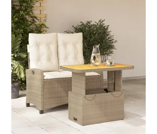 2-Daļīgs Dārza Mēbeļu Komplekts, Matrači, Bēša Pe Rotangpalma Vidaxl