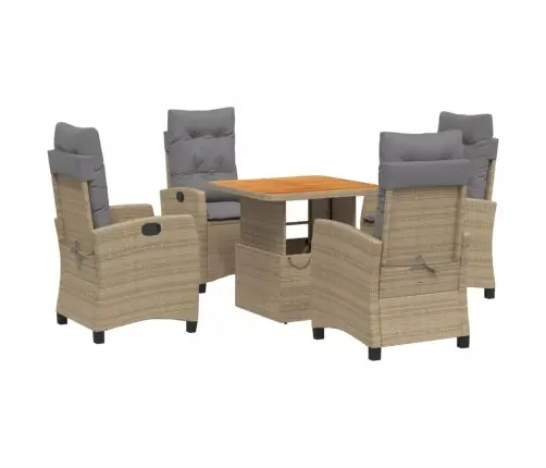 Sodo Komplektas Su Pagalvėlėmis, 5 Dalių, Smėlio, Poliratanas