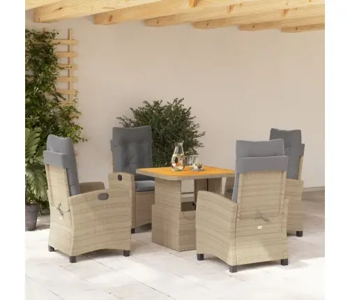 Sodo Komplektas Su Pagalvėlėmis, 5 Dalių, Smėlio, Poliratanas