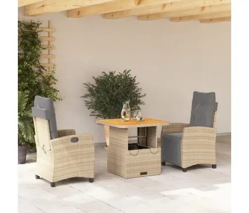 3-Osaline Aiamööbli Komplekt Patjadega, Beež, Polürotang