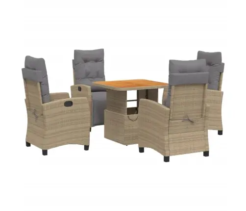 5-Daļīgs Dārza Mēbeļu Komplekts, Matrači, Bēša Pe Rotangpalma Vidaxl