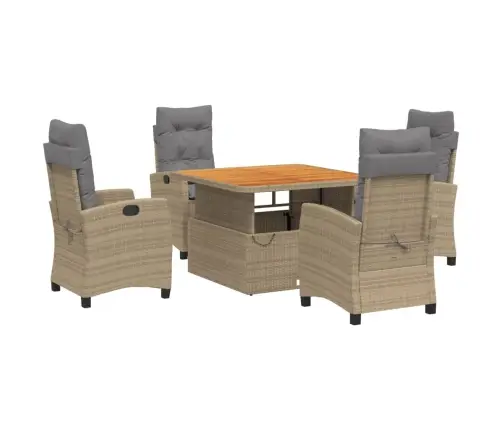 5-Daļīgs Dārza Mēbeļu Komplekts, Matrači, Bēša Pe Rotangpalma Vidaxl