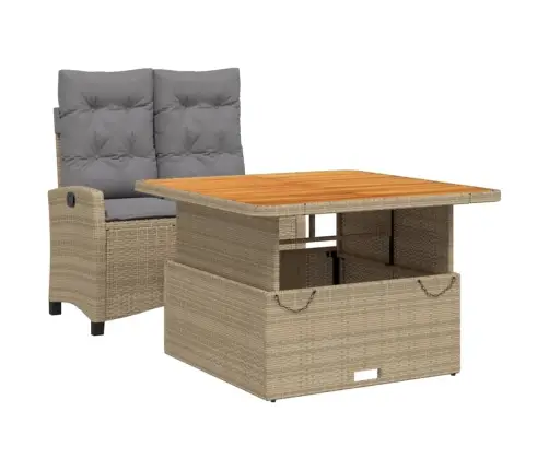 Sodo Komplektas Su Pagalvėlėmis, 2 Dalių, Smėlio, Poliratanas