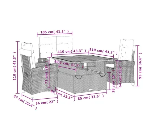 4-Daļīgs Dārza Mēbeļu Komplekts, Matrači, Bēša Pe Rotangpalma Vidaxl