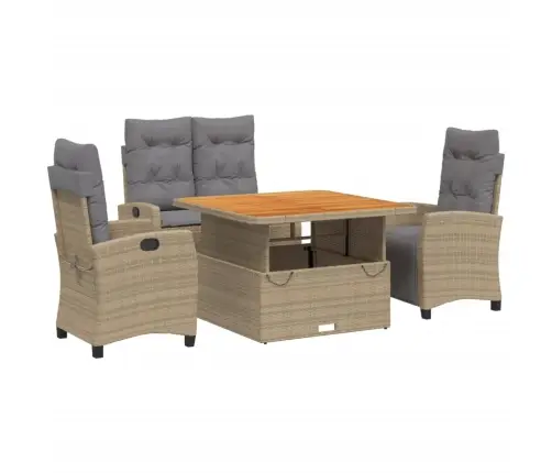 4-Osaline Aiamööbli Komplekt Patjadega, Beež, Polürotang