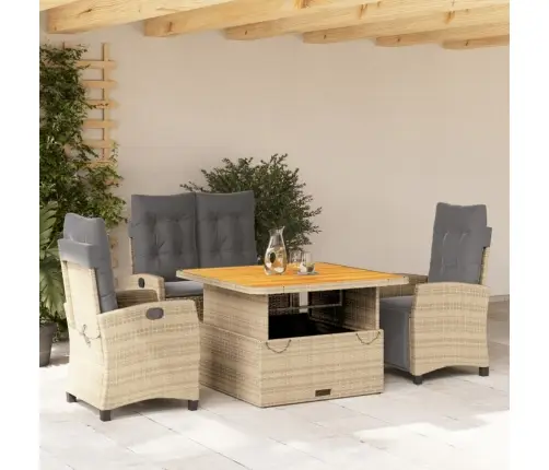 4-Osaline Aiamööbli Komplekt Patjadega, Beež, Polürotang