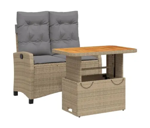 2-Daļīgs Dārza Mēbeļu Komplekts, Matrači, Bēša Pe Rotangpalma Vidaxl