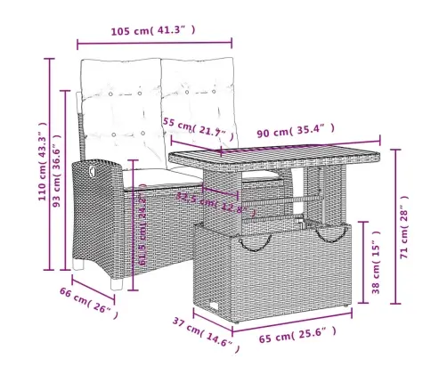 2-Daļīgs Dārza Mēbeļu Komplekts, Matrači, Bēša Pe Rotangpalma Vidaxl