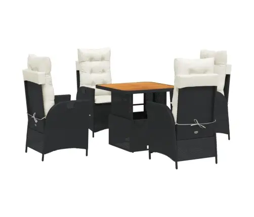 5-Osaline Aiamööbli Komplekt Patjadega, Must, Polürotang