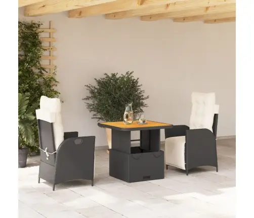 Sodo Komplektas Su Pagalvėlėmis, 3 Dalių, Juodas, Poliratanas