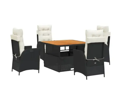 5-Osaline Aiamööbli Komplekt Patjadega, Must, Polürotang