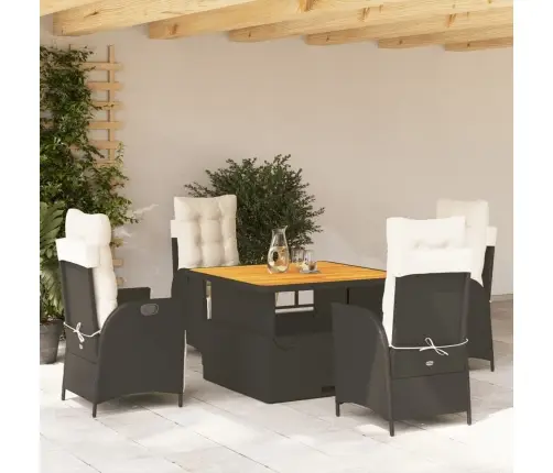 5-Osaline Aiamööbli Komplekt Patjadega, Must, Polürotang