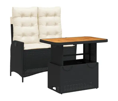 2-Osaline Aiamööbli Komplekt Patjadega, Must, Polürotang