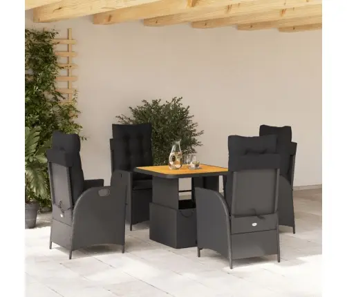 Sodo Komplektas Su Pagalvėlėmis, 5 Dalių, Juodas, Poliratanas