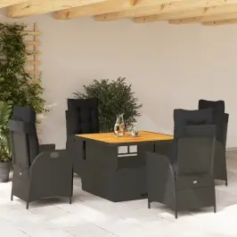 Sodo Komplektas Su Pagalvėlėmis, 5 Dalių, Juodas, Poliratanas