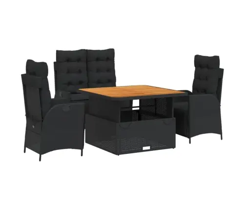 4-Osaline Aiamööbli Komplekt Patjadega, Must, Polürotang