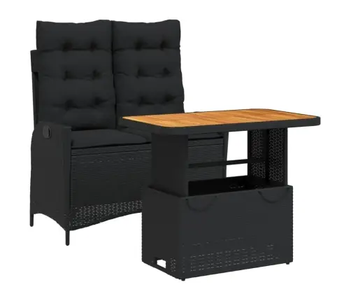 2-Daļīgs Dārza Mēbeļu Komplekts, Matrači, Melna Pe Rotangpalma Vidaxl