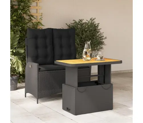 2-Daļīgs Dārza Mēbeļu Komplekts, Matrači, Melna Pe Rotangpalma Vidaxl