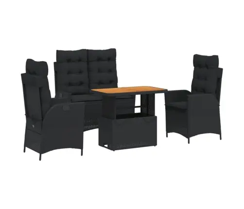 4-Daļīgs Dārza Virtuves Mēbeļu Komplekts, Melna Pe Rotangpalma Vidaxl
