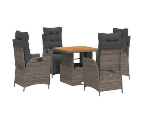 Sodo Komplektas Su Pagalvėlėmis, 5 Dalių, Pilkas, Poliratanas