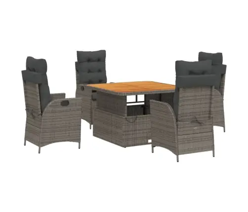 Sodo Komplektas Su Pagalvėlėmis, 5 Dalių, Pilkas, Poliratanas