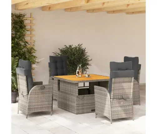 5-Osaline Aiamööbli Komplekt Patjadega, Hall, Polürotang