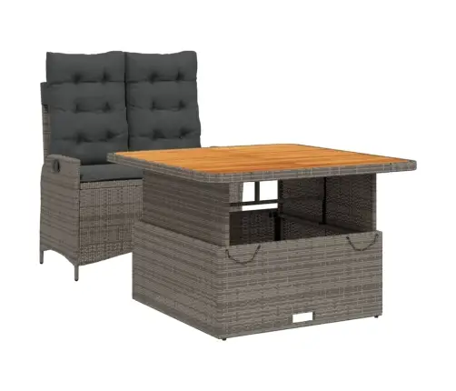 2-Osaline Aiamööbli Komplekt Patjadega, Hall, Polürotang