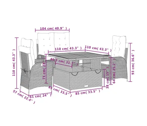 Sodo Komplektas Su Pagalvėlėmis, 4 Dalių, Pilkas, Poliratanas