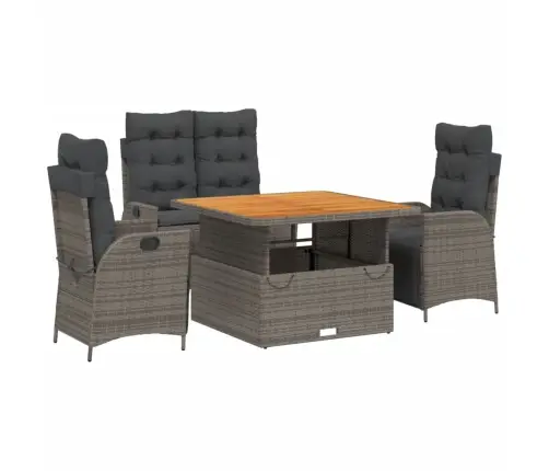 4-Daļīgs Dārza Mēbeļu Komplekts, Pelēka Pe Rotangpalma Vidaxl