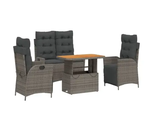 4-Daļīgs Dārza Mēbeļu Komplekts, Pelēka Pe Rotangpalma Vidaxl