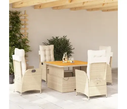 5-Osaline Aiamööbli Komplekt Patjadega, Beež, Polürotang