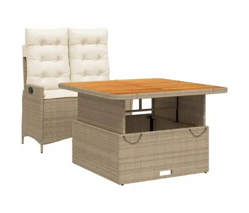 2-Osaline Aiamööbli Komplekt Patjadega, Beež, Polürotang