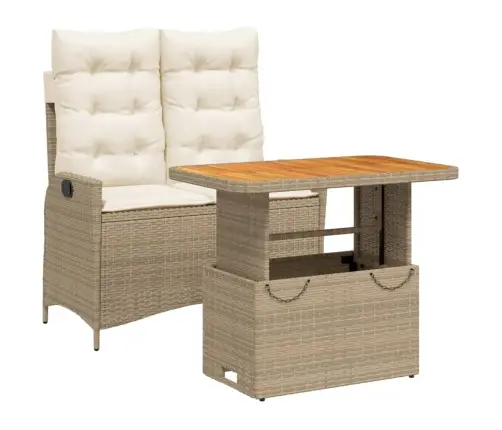 2-Daļīgs Dārza Mēbeļu Komplekts, Matrači, Bēša Pe Rotangpalma Vidaxl